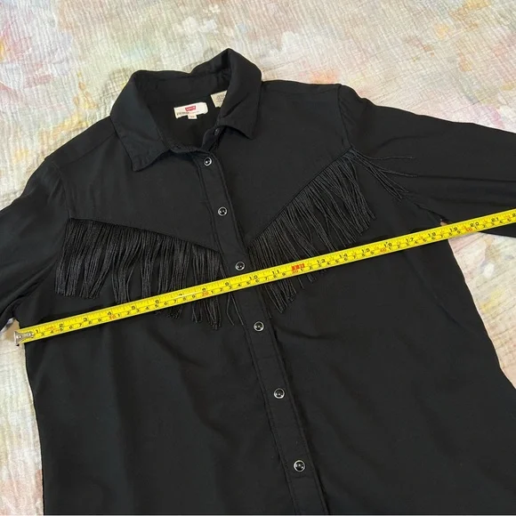 Levi's Selita Western Fringe black snap button collared shirt XS - Picture 5 of 6
